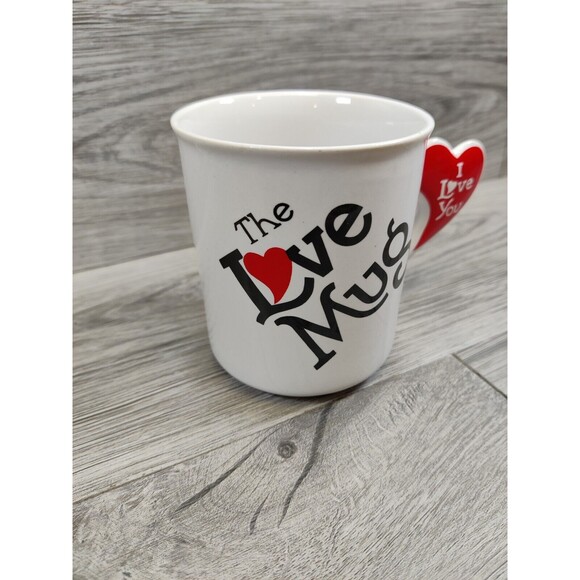 Vintage The Love Mug Cup Red Heart Shaped I Love You Handle-Cute - Picture 2 of 6